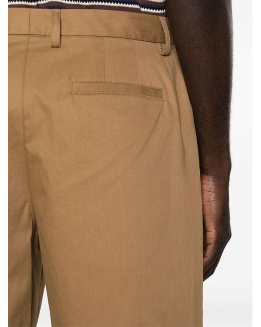 A.P.C. Geplooide Katoenen Bermuda Shorts in het Natural voor heren
