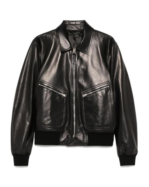 Tom Ford Bomberjacke aus Leder in Black für Herren