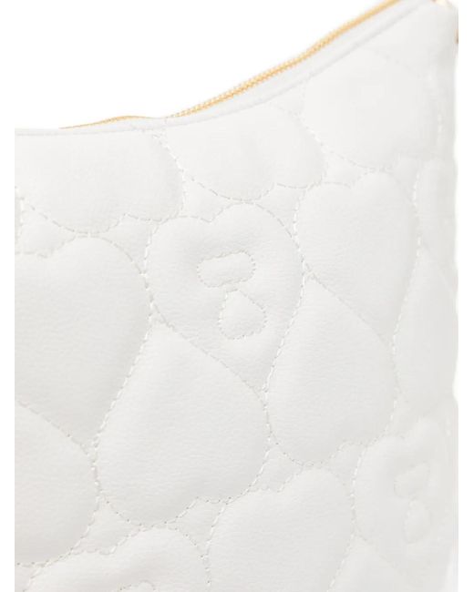 AAPE BY A BATHING AP White Heart-Quilted Shoulder Bag