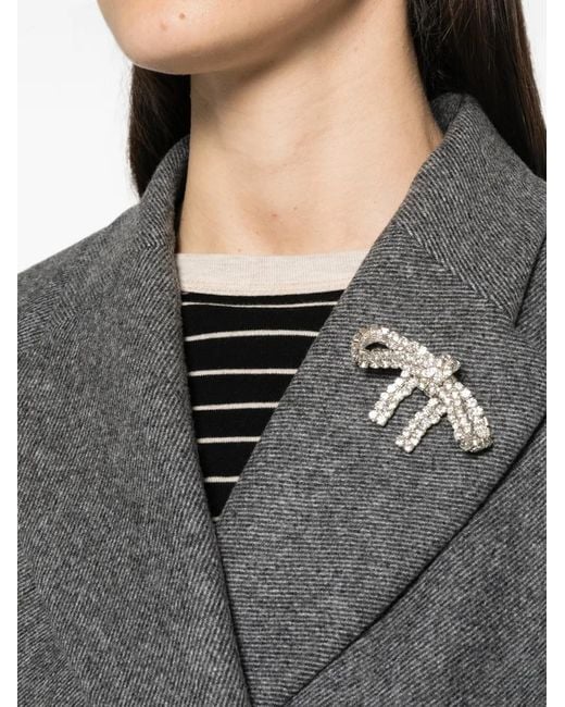 Maje Gray Double-Breasted Crystal-Embellished Coat