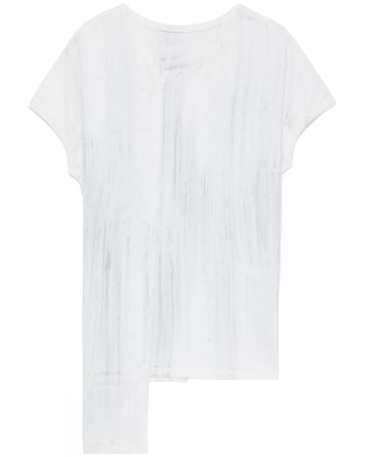 Y's Yohji Yamamoto White Asymmetric-Hem Cotton T-Shirt
