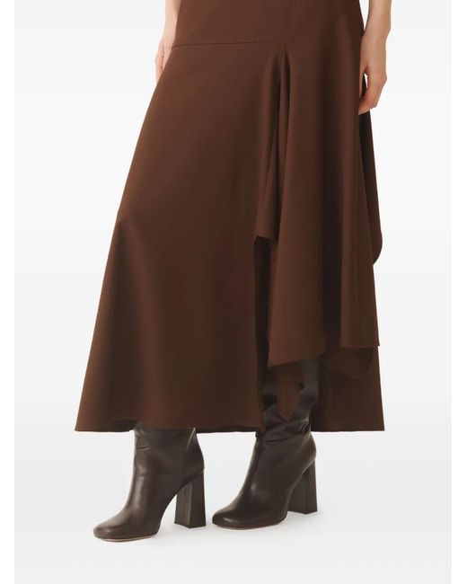 Fabiana Filippi Brown Wool-Blend Asymmetric Maxi Skirt