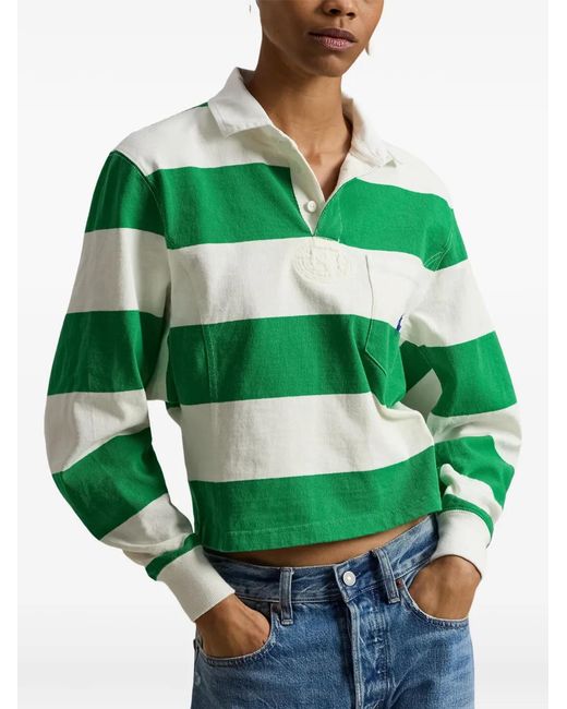 Polo Ralph Lauren Striped Patch Pocket Rugby Shirt in Green | Lyst