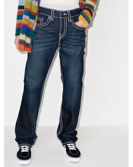 True Religion Blue Ricky Super T Contrast-stitch Jeans for men