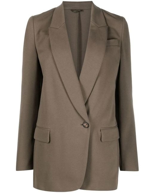 Brunello Cucinelli Brown Tailored-Cut Single-Breasted Blazer