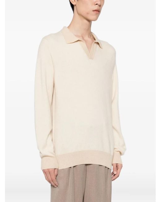 Aurélien Natural Jacquard Polo-Collar Jumper for men