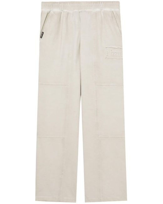 Izzue White Logo-embossed Cotton Track Pants for men