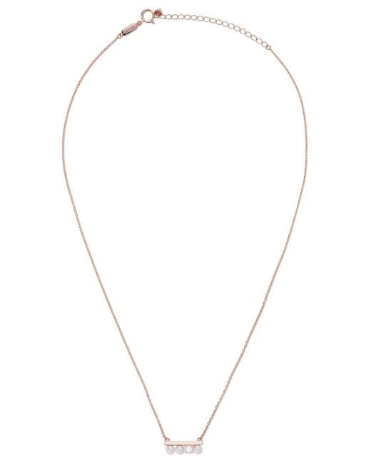 Tasaki White 18Kt Rose Collection Line Petit Balance Solo Akoya Pearl And Diamond Pendant