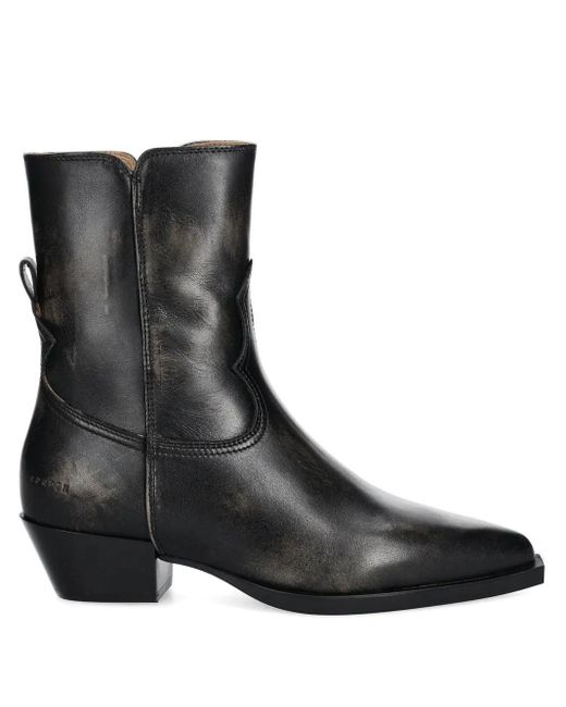 COPENHAGEN ポインテッドトゥ レザーブーツ Black