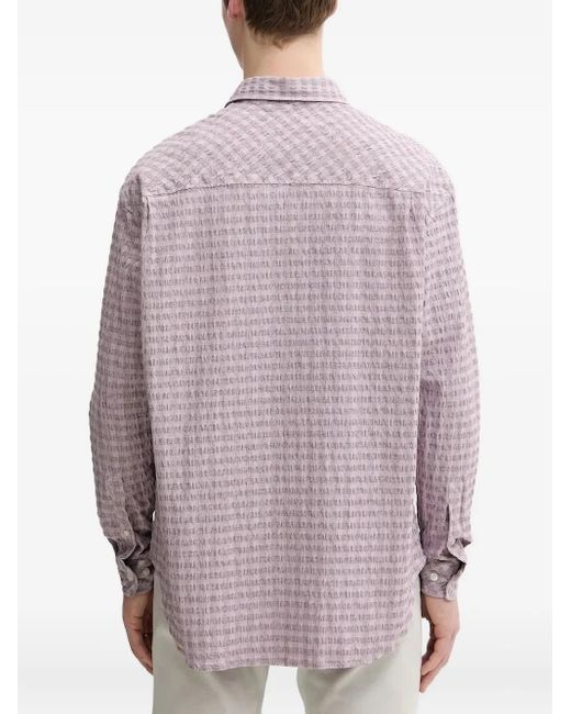 Samsøe & Samsøe Purple Textured Gingham Shirt for men