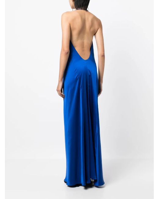 Michelle Mason Blue Bias-Cut Silk Gown