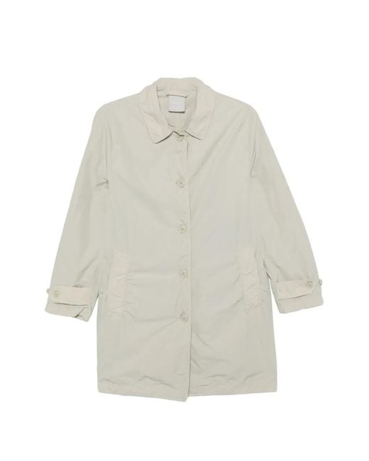 Aspesi White Long-Sleeve Button-Fastening Coat