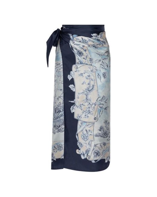 Ferragamo Blue Voyage-Print Silk Pareo