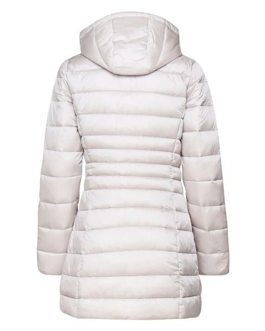 Save The Duck Gray Logo-Patch Padded Coat