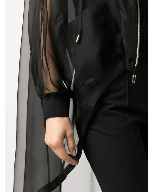 Herno Black Chiffon Hooded Cape
