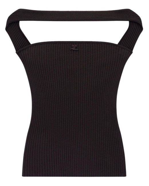 Courreges Black Hyperbole Ribbed-knit Top