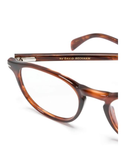 David Beckham Brown Tortoiseshell-Effect Round-Frame Glasses