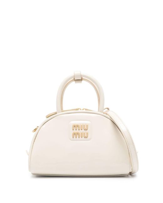 Miu Miu Natural Logo-lettering Tote Bag