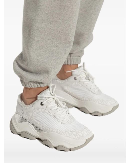 MICHAEL Michael Kors White Atlas Monogram-Pattern Sneakers