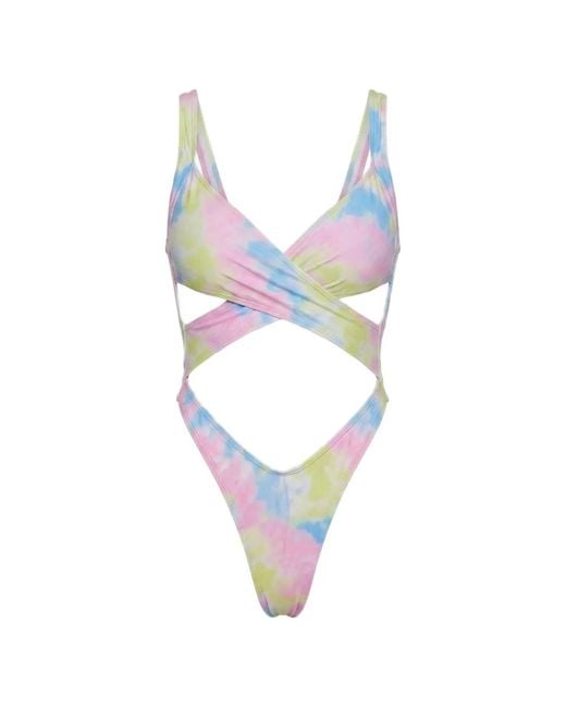 Reina Olga White Exotica Tie-Dye Swimsuit
