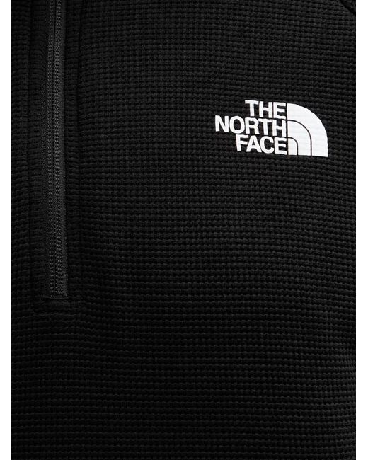 The North Face Black Kecha Waffle-Knit Half-Zip Sweatshirt for men