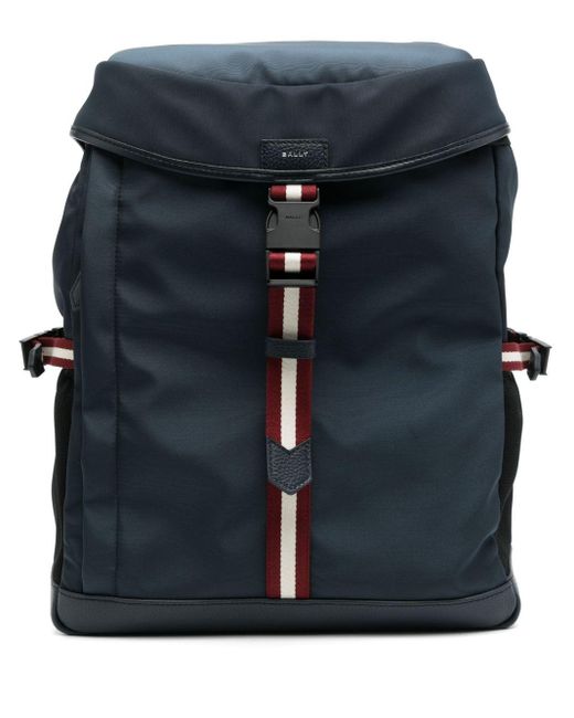 Bally Stripe-detail Buckled Backpack in het Blue voor heren