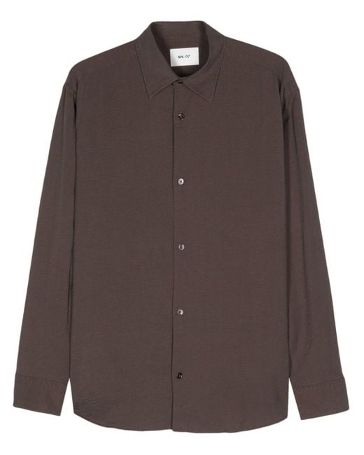 NN07 Brown Freddy Classic-collar Shirt for men