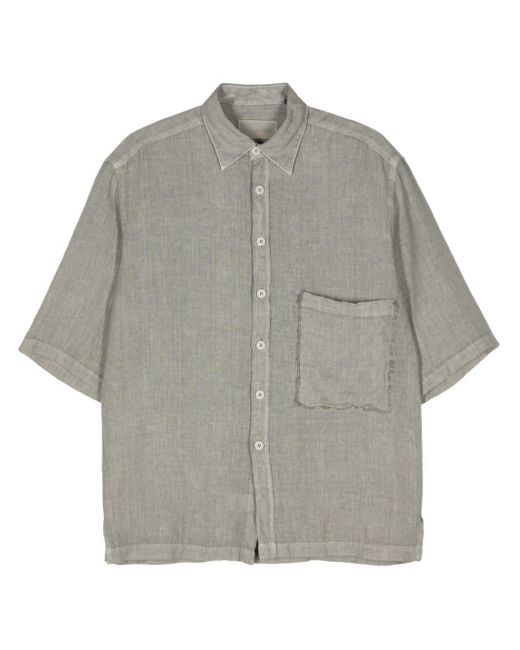 Costumein Gray Classic-collar Linen Shirt for men