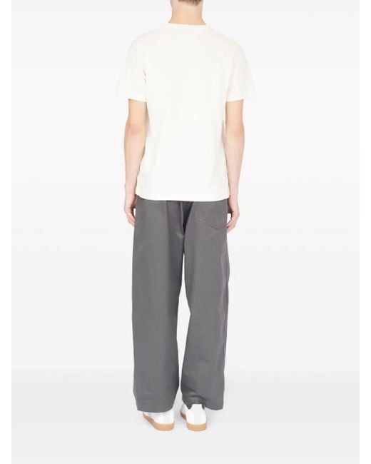 Maison Margiela White Reverse Cotton T-shirt With Backward Logo Embroidery