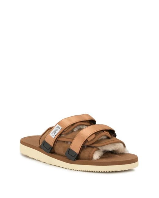 Suicoke Brown Flat Touch Strap Sandals for men