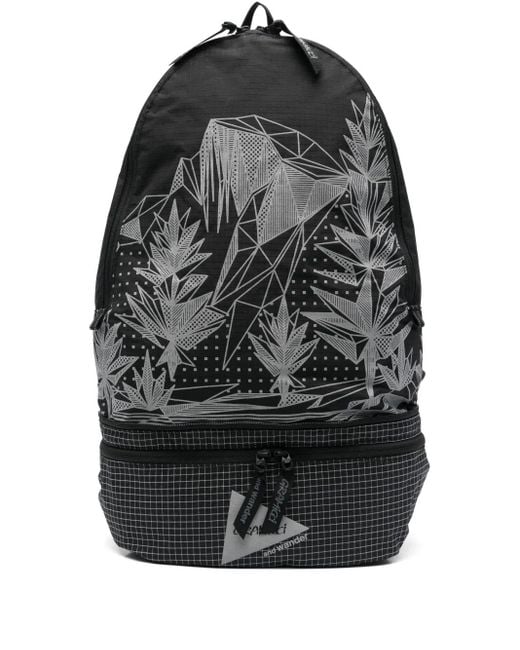 And Wander Black Ripstop Backpack for men