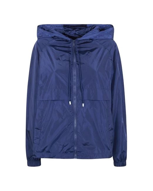 Semicouture Blue Zip-Up Hooded Jacket