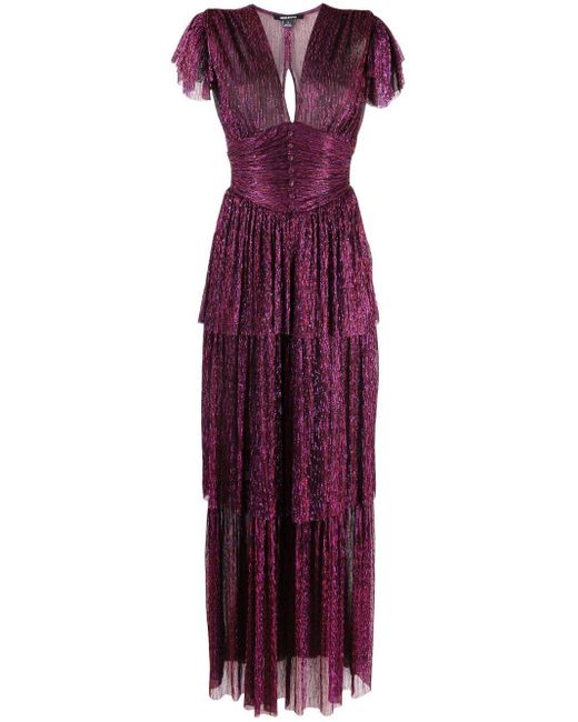 Sabina Musayev Purple Sarah Metallic Floor-length Dress