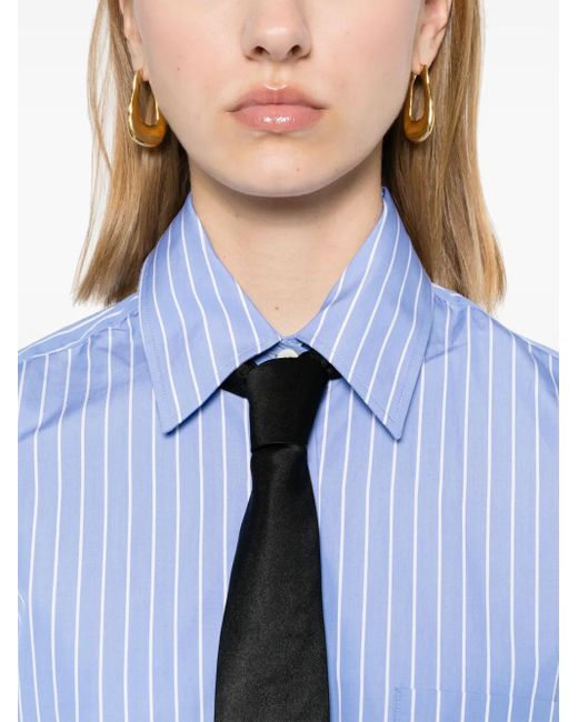 Prada Blue Chemise En Popeline À Rayures