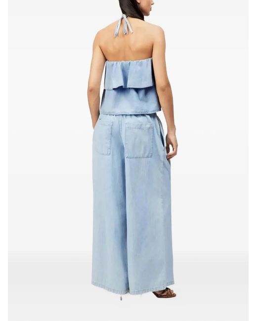 Drykorn Blue Ruffled Halterneck Blouse