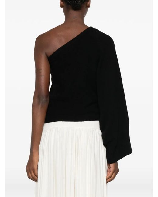 FEDERICA TOSI Black One-Shoulder Scarf-Detail Sweater And Scarf Set