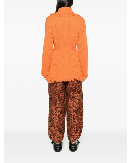 Alanui Orange Cardigan A Finest À Franges