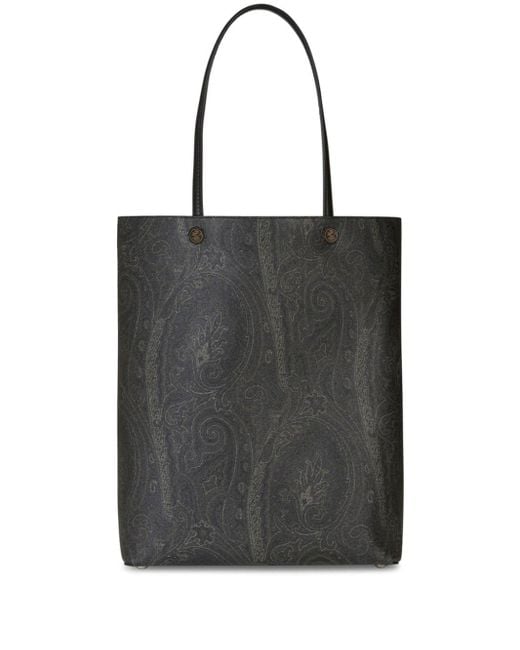 Etro Black Paisley-Print Open-Top Tote Bag for men