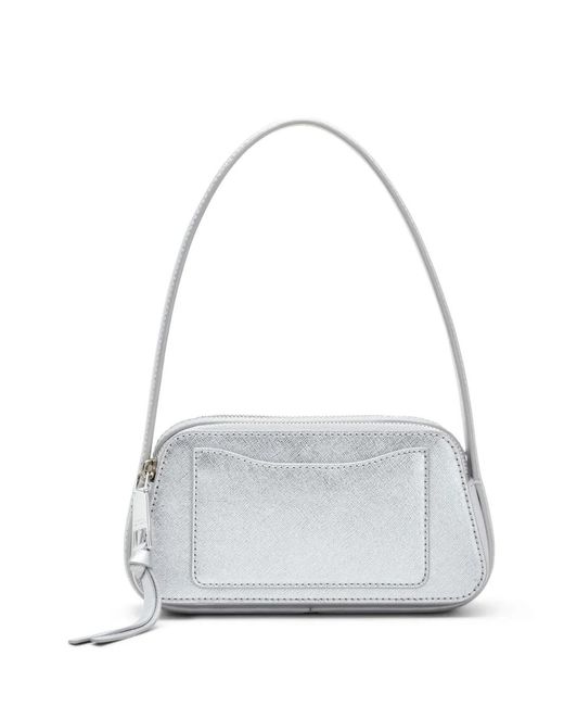 Marc Jacobs Gray Metallic Logo Slingshot Shoulder Bag