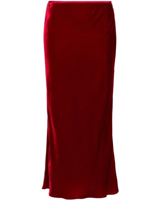 V:PM ATELIER Red Burlesque Midi Velvet Skirt