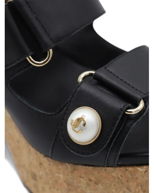Jimmy Choo Black 95Mm Fayence Embellished Heeled Sandals