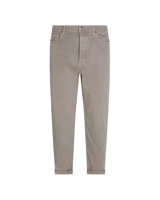 Brunello Cucinelli Gray Logo-Patch Jeans for men