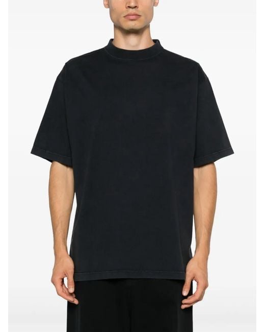 Balenciaga Blue Logo-Print Cotton T-Shirt