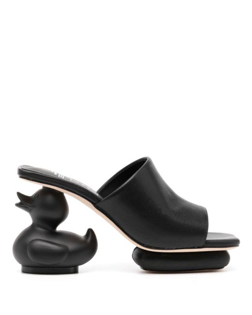 Maison Mihara Yasuhiro Black Duck-heel Leather Sandals