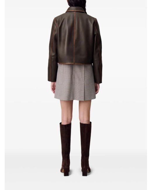 Claudie Pierlot Brown Cropped-Jacke Aus Leder