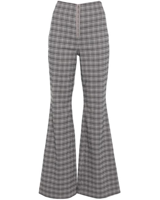ROTATE BIRGER CHRISTENSEN Gray Checked Flared Trousers