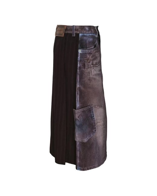 ANDERSSON BELL Gray Illusion Patchwork Midi Skirt