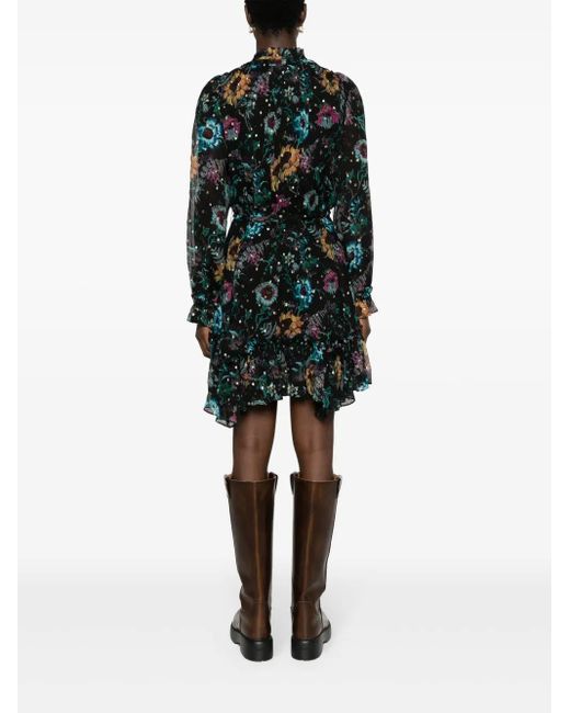 Ulla Johnson Black Anais Floral-Print Dress