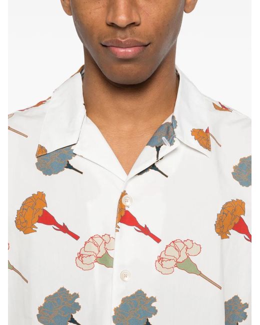 Paul Smith White Carnation-Print Shirt for men