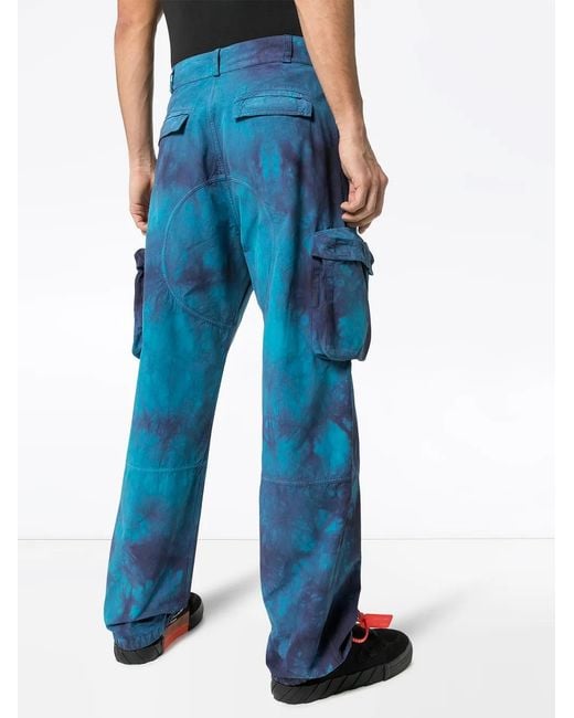 Off-White c/o Virgil Abloh Blue Tie-dyed Cargo Trousers for men